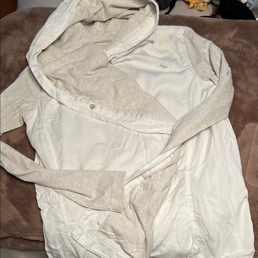 lululemon wrap White and Cream Hooded Jacket
